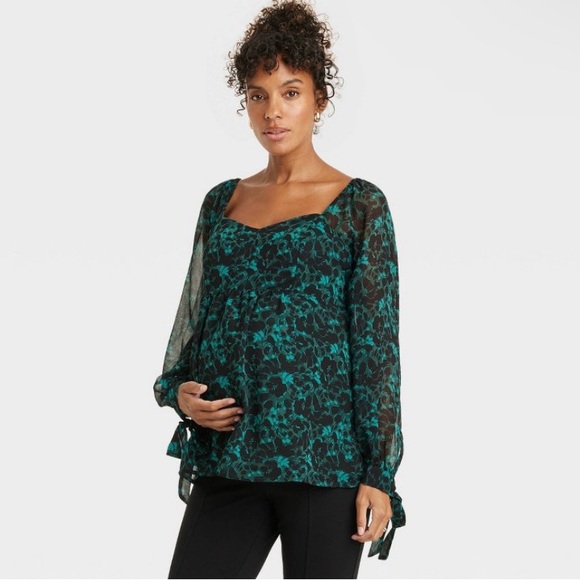 New Long Sleeve Corsetry Woven Maternity Shirt
 Isabel Maternity - Picture 2 of 4